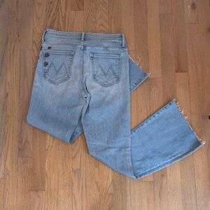 MOTHER Light Blue Flare Jeans Size 28 with embroidery